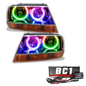 1999-2004 Jeep Grand Cherokee Pre-Assembled LED Halo Headlights - (Black) (7167-335)