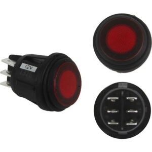 3 Position Rocker Switch (On/Off/Backlight), Red, Single (40181)