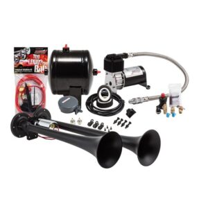 Problaster Complete Compact Dual Air Horn Package With Black Horns And 120 Psi Sealed Air System (HK2-1)