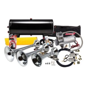 Problaster Complete Chrome Triple Train Horn Kit With 150 Psi Sealed Air System And Blastmaster (HK8)
